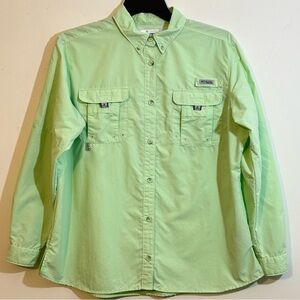 Columbia PFG Vented Fishing Shirt XL Mint Green Long Sleeve Button Up